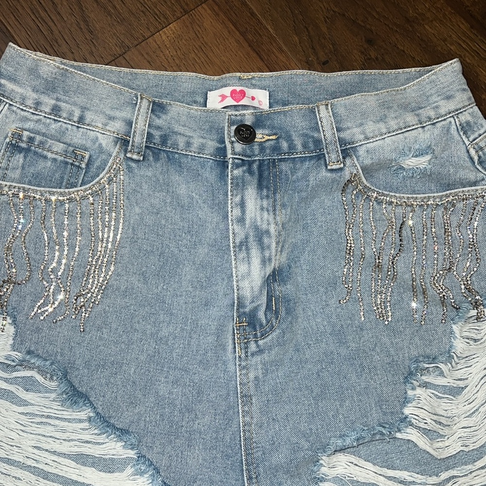 Buddy Love Rhinestone Shorts - Picture 2 of 4